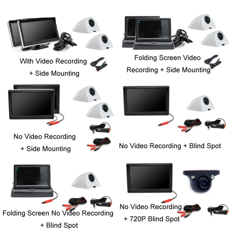 5 Inch AHD Video Monitor Car Reversing High-Definition Camera, Specification: No Video Recording + 720P Blind Spot by buy2fix