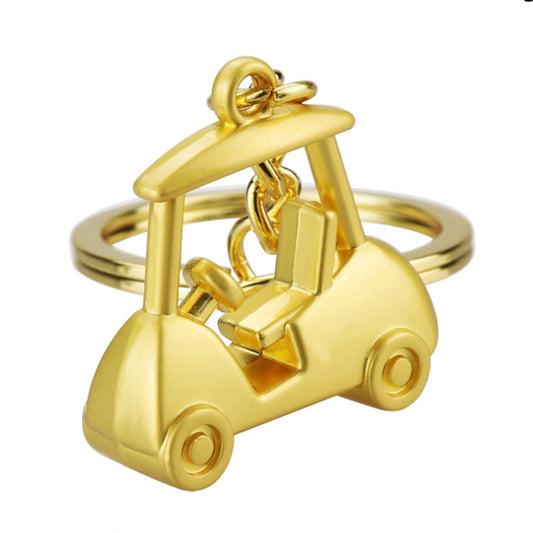 Three- Dimensional Simulation Golf Ball Car Keychain Decorative Pendant, Color: Gold by buy2fix