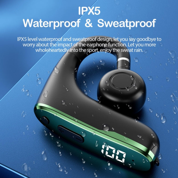 M-W8 Bone Conduction Digital On-Ear Single Ear Bluetooth Earphone(Green) - Bluetooth Earphone by buy2fix | Online Shopping UK | buy2fix