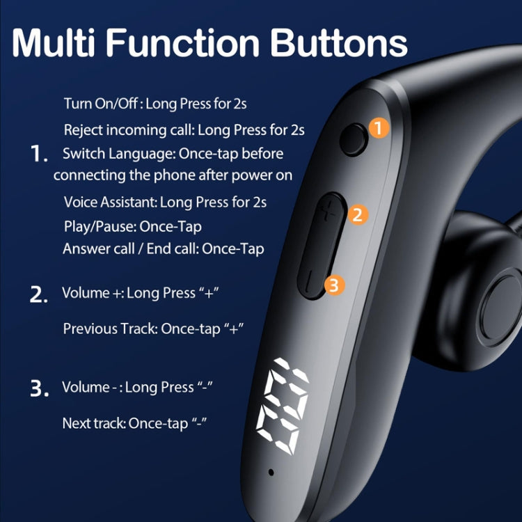 M-W8 Bone Conduction Digital On-Ear Single Ear Bluetooth Earphone(Green) - Bluetooth Earphone by buy2fix | Online Shopping UK | buy2fix