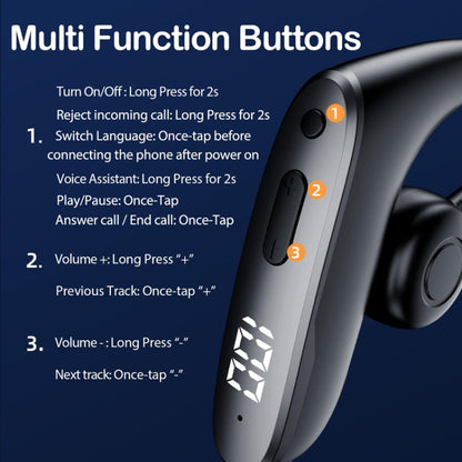 M-W8 Bone Conduction Digital On-Ear Single Ear Bluetooth Earphone(Green) - Bluetooth Earphone by buy2fix | Online Shopping UK | buy2fix