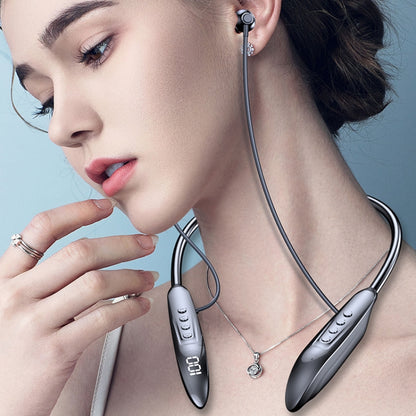 M518P Running Sports Long Standby Semi-In-Ear Neck-Hanging Digital Bluetooth Earphone(Silver) - Neck-mounted Earphone by buy2fix | Online Shopping UK | buy2fix