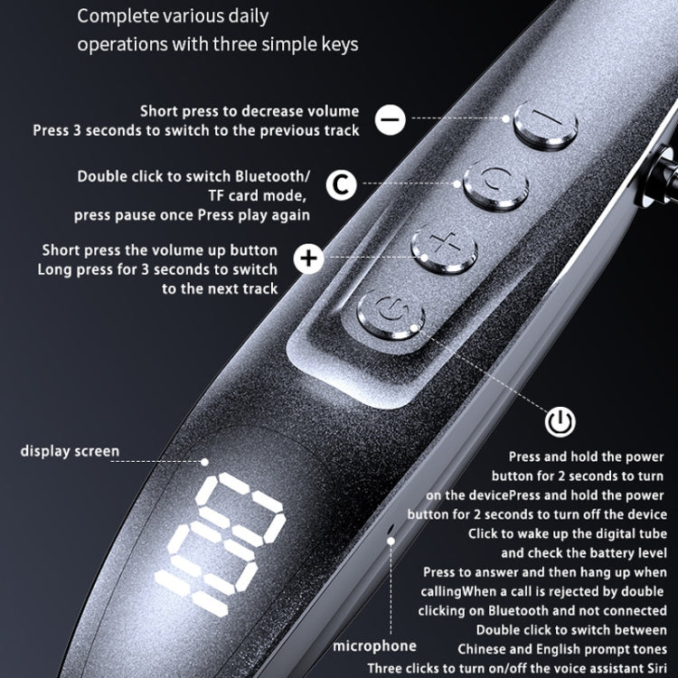 M518P Running Sports Long Standby Semi-In-Ear Neck-Hanging Digital Bluetooth Earphone(Silver) - Neck-mounted Earphone by buy2fix | Online Shopping UK | buy2fix