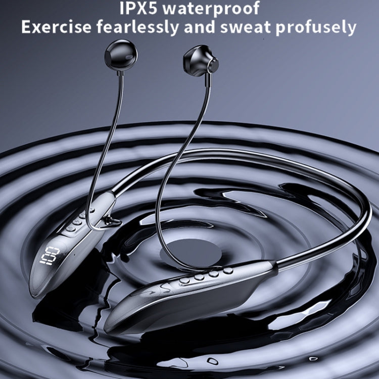 M518P Running Sports Long Standby Semi-In-Ear Neck-Hanging Digital Bluetooth Earphone(Silver) - Neck-mounted Earphone by buy2fix | Online Shopping UK | buy2fix