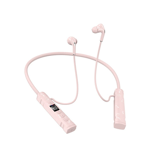 M226 Neck-Hanging In-Ear Pentatone Wired Sports Digital Display Bluetooth Earphone(Pink) - Neck-mounted Earphone by buy2fix | Online Shopping UK | buy2fix