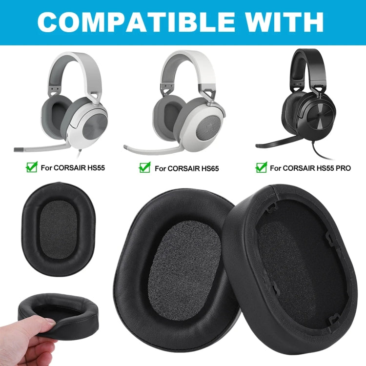 1pair Headphone Leather Sponge Cover For CORSAIR HS55 / HS55 PRO / HS65(Gray) by buy2fix
