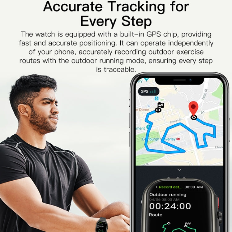 Sports Smart Watch 2.06 Inch Ultra HD AMOLED Screen Bluetooth Talking Watch(Black) by buy2fix