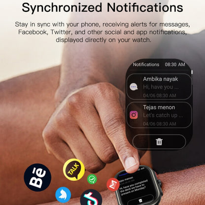 Sports Smart Watch 2.06 Inch Ultra HD AMOLED Screen Bluetooth Talking Watch(Black) by buy2fix