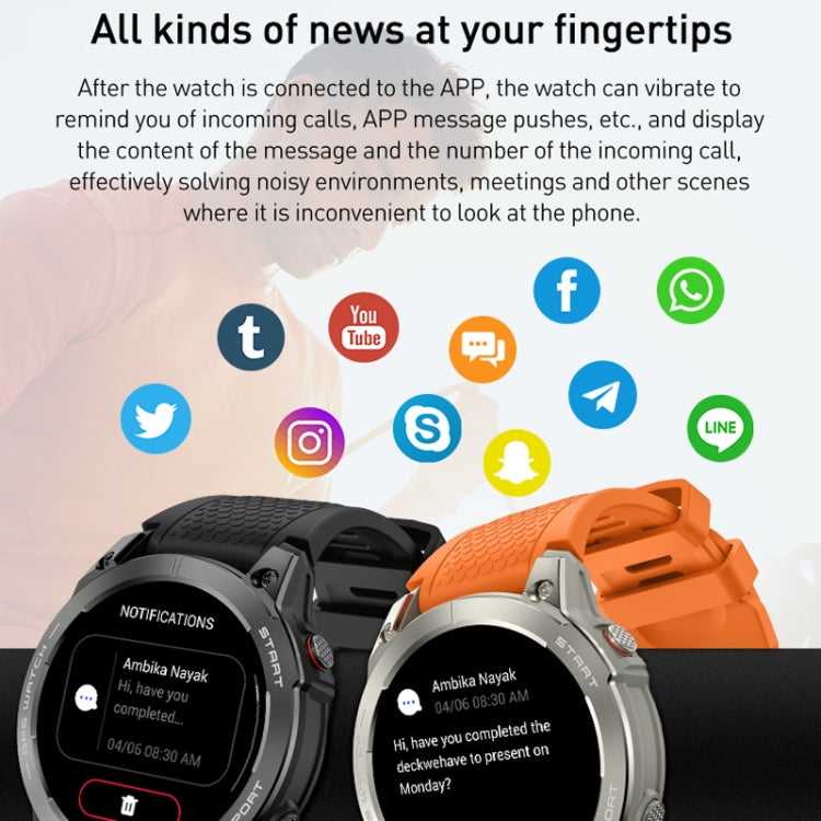 Outdoor Sports Smart Watch 1.43 Inch Ultra HD AMOLED Screen Bluetooth Talking Watch(Black) by buy2fix