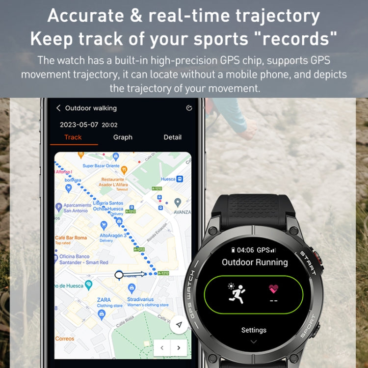 Outdoor Sports Smart Watch 1.43 Inch Ultra HD AMOLED Screen Bluetooth Talking Watch(Black) by buy2fix