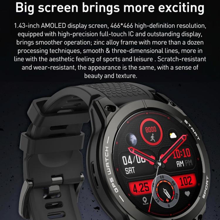 Outdoor Sports Smart Watch 1.43 Inch Ultra HD AMOLED Screen Bluetooth Talking Watch(Black) by buy2fix