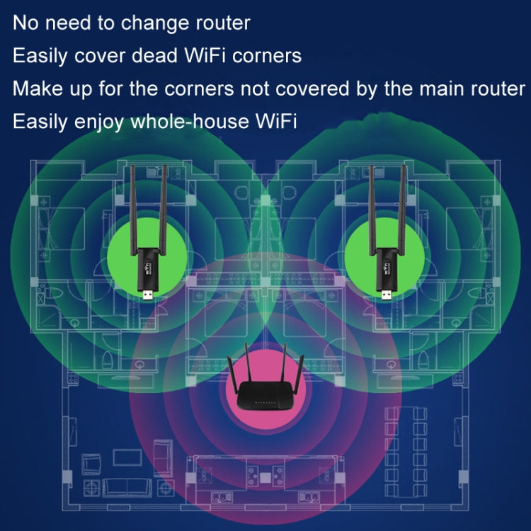 USB Powered WiFi Signal Amplifier Through Wall Wireless Router Extension(Black) by buy2fix