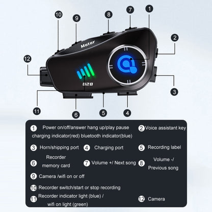 KUQIBAO Q28 Motorcycle Riding Helmet Bluetooth-compatible Headset Recorder(Hard Microphone) - Motorcycle Walkie Talkie by KUQIBAO | Online Shopping UK | buy2fix