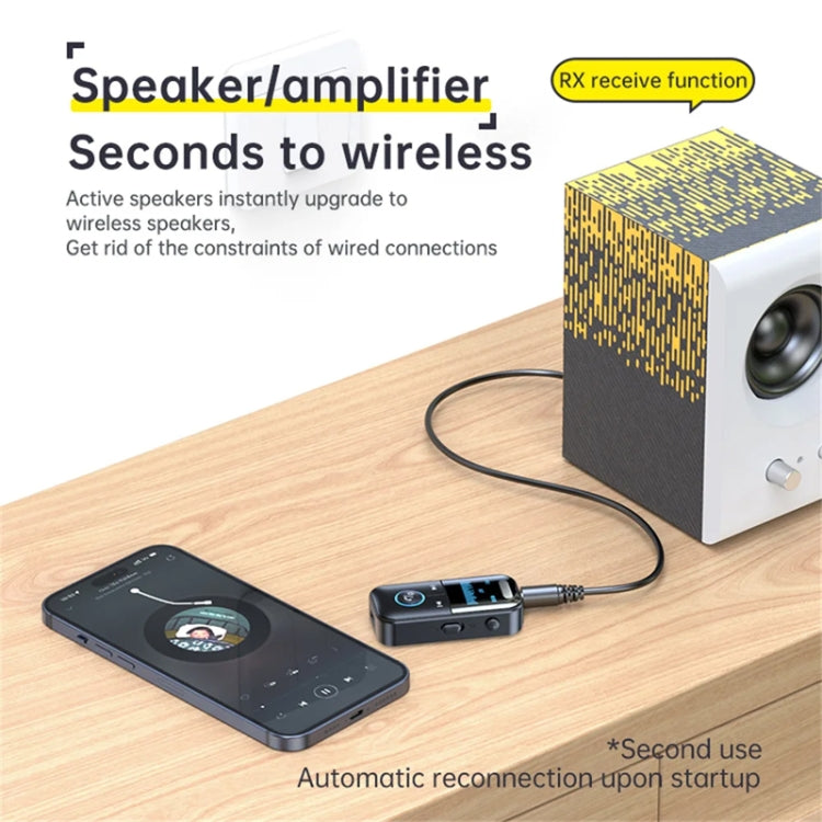 GT69 Digital Display Bluetooth Receiver Transmitter Amplifier Audio Adapter - Audio Receiver Transmitter by buy2fix | Online Shopping UK | buy2fix