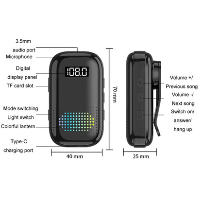 Multifunctional Clip-On Bluetooth Audio Receiver Plug In FM Radio - Audio Receiver Transmitter by buy2fix | Online Shopping UK | buy2fix