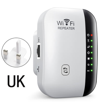 300Mbps Wireless WIFI Repeater 2.4G Route Signal Amplifier 7 Lights Version, Spec: UK Plug by buy2fix