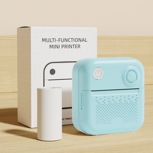 200DPI Mini Label Printer Thermal Inkless Black And White Printer With 1 Roll Printing Paper(Blue) by buy2fix