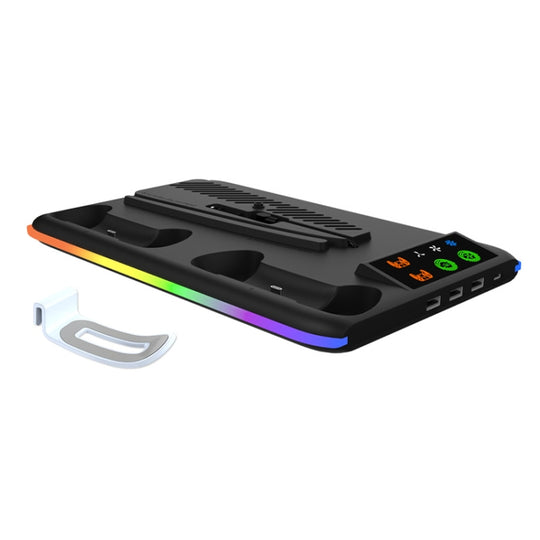 For PS5 Slim / PS5 iplay HA-8008 Cooling Bracket Headphone Organiser Grip Holder Charger(Black)