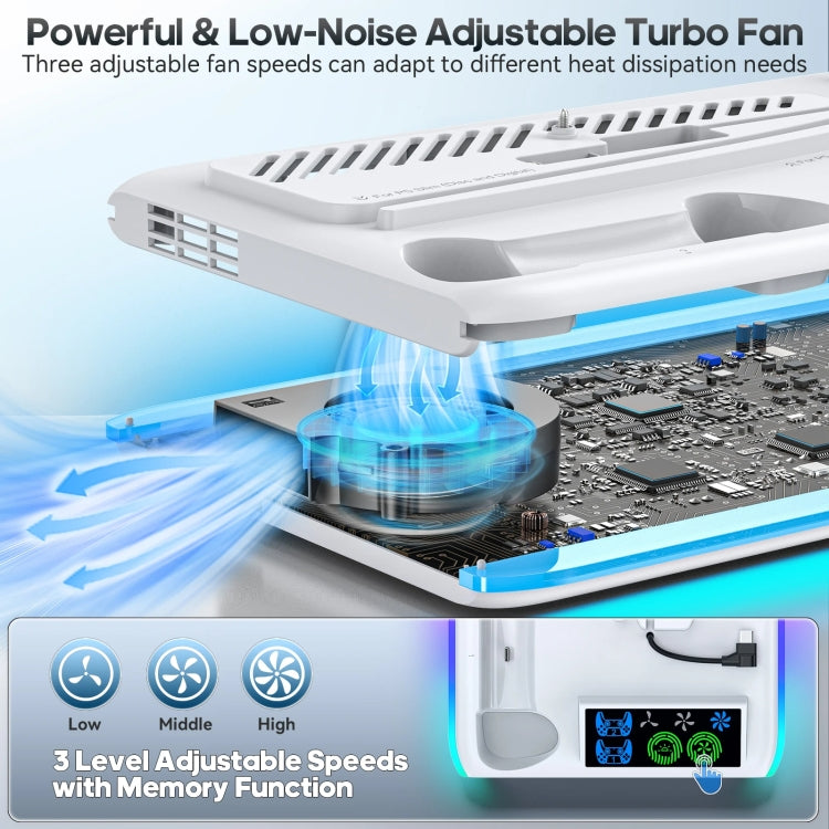 For PS5 Slim / PS5 iplay HA-8008 Cooling Bracket Headphone Organiser Grip Holder Charger(White) - Holder by iplay | Online Shopping UK | buy2fix