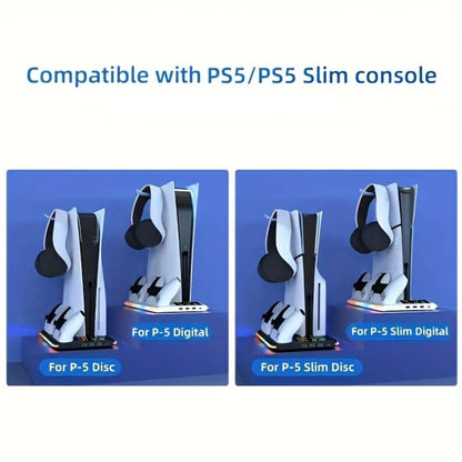 For PS5 Slim / PS5 iplay HA-8008 Cooling Bracket Headphone Organiser Grip Holder Charger(Black) - Holder by iplay | Online Shopping UK | buy2fix
