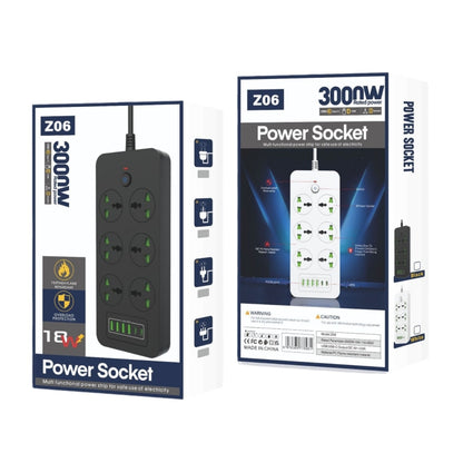 Thunderproof Overload Protection 4USB+2PD+6 Holes Socket, Color: Black UK Plug - Extension Socket by buy2fix | Online Shopping UK | buy2fix