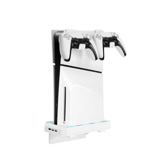 For PS5 Slim Console Wall-mounted Storage Rack With 3 USB2.0 Ports(White)