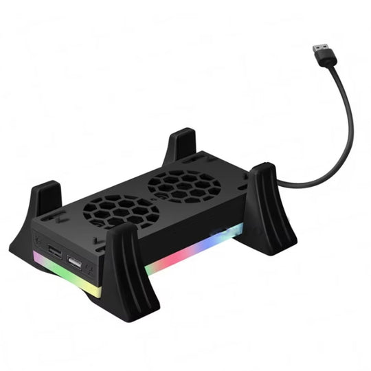For XBOX Series S Console Base Cooling Fan Built-in LED Light Strip(Black)