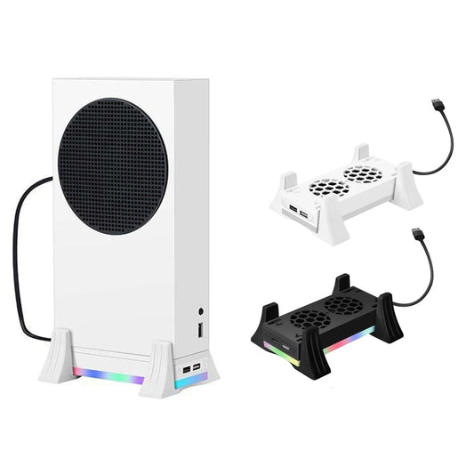 For XBOX Series S Console Base Cooling Fan Built-in LED Light Strip(Black) - Holder by buy2fix | Online Shopping UK | buy2fix