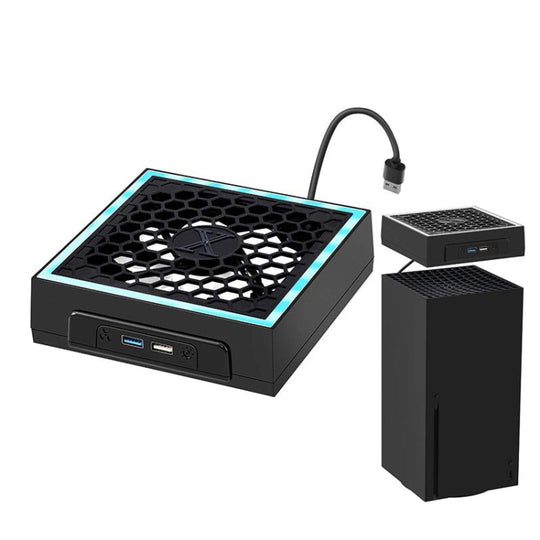 For Microsoft XBOX Series X Top Colorful Cooling Fan 3 Adjustable Speed(Black)