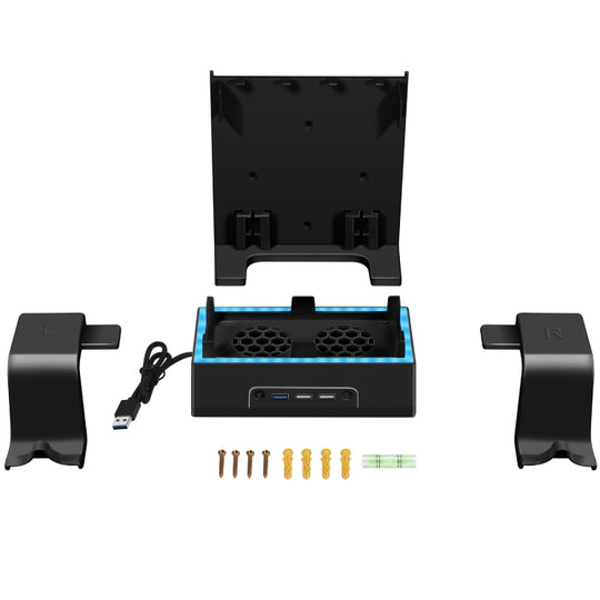 For XBOX Series S Wall Mounted Cooling RGB Multi-function Base With Fan and Hook(Black)