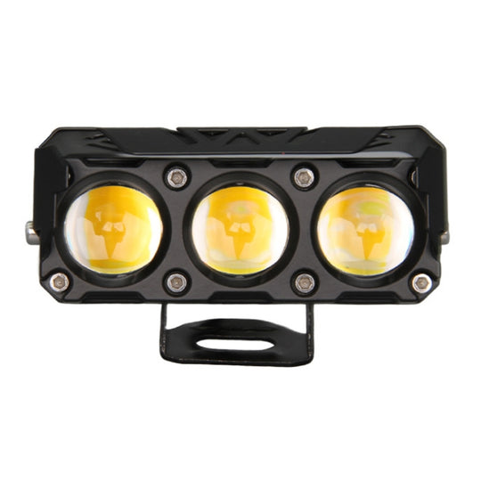 35W Motorcycle Spotlight Dual Color LED Headlight Triple Eye Waterproof Headlight, Model: Straight Bright-Near White+Far White (3 Wires)