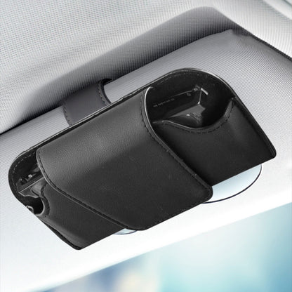 Car Eyeglasses Case Sun Visor Back Clip Sunglasses Organizer Multi-function Leather Sunglasses Clip(Black) by buy2fix