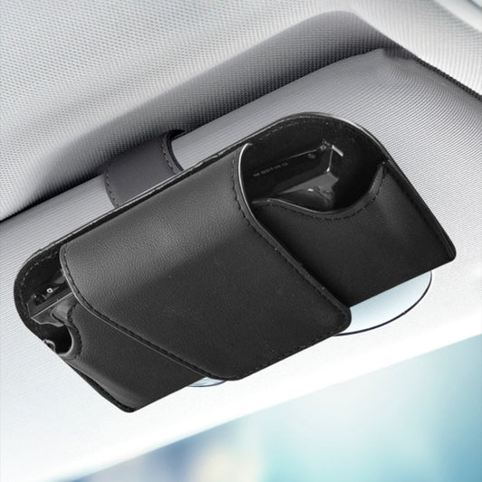 Car Eyeglasses Case Sun Visor Back Clip Sunglasses Organizer Multi-function Leather Sunglasses Clip(Black) by buy2fix
