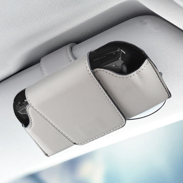 Car Eyeglasses Case Sun Visor Back Clip Sunglasses Organizer Multi-function Leather Sunglasses Clip(Gray) by buy2fix