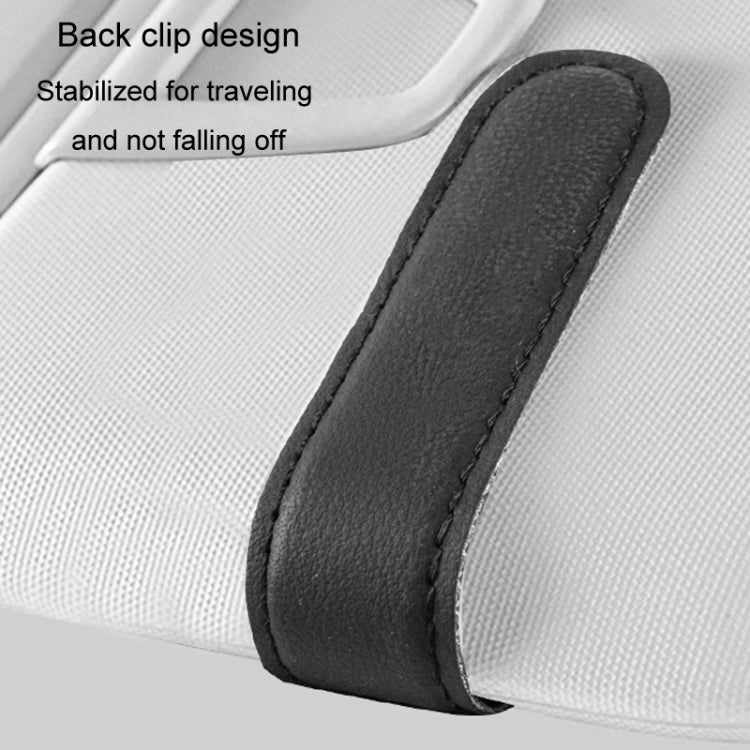 Car Eyeglasses Case Sun Visor Back Clip Sunglasses Organizer Multi-function Leather Sunglasses Clip(Gray) by buy2fix