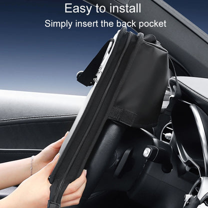 Multifunctional Car Steering Wheel Dining Table Car Seatback Hanging Foldable Storage Bag(Black) by buy2fix