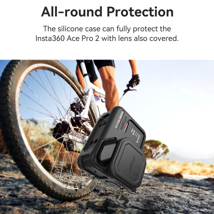 For Insta360 Ace Pro 2 aMagisn Body + Lens Silicone Cover With Lanyard(Light Gray) by aMagisn