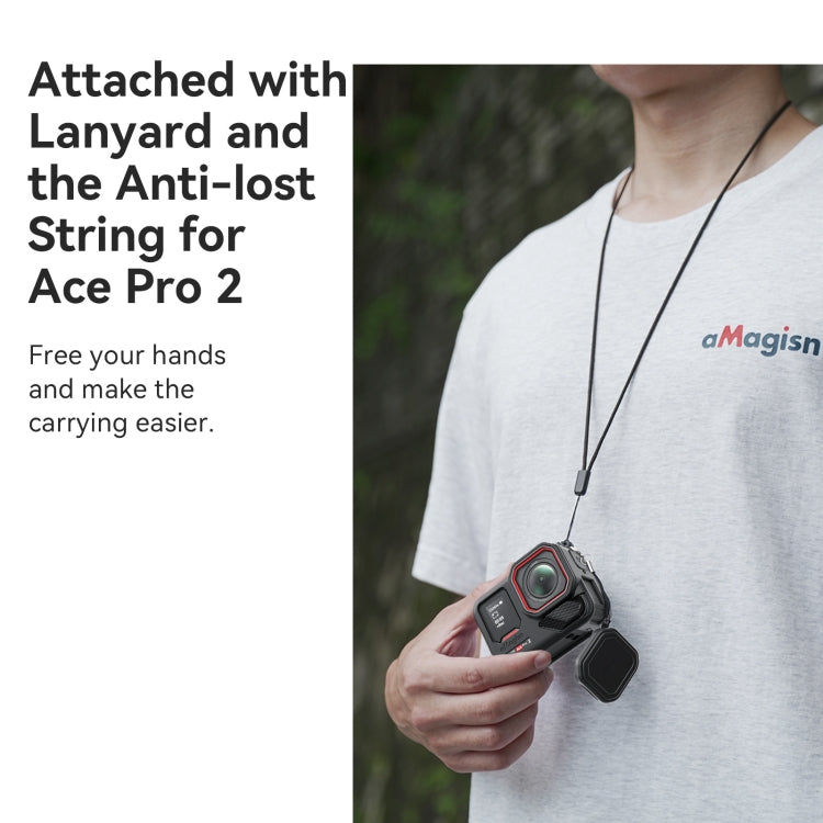 For Insta360 Ace Pro 2 aMagisn Body + Lens Silicone Cover With Lanyard(Light Gray) by aMagisn