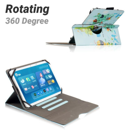 For UMIDIGI G1 Tab 10-11 inch Universal 360 Degree Rotation Leather Tablet Case(Blue Map) - Others by buy2fix | Online Shopping UK | buy2fix