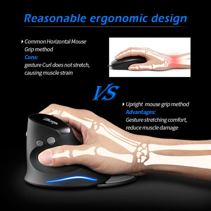 ZELOTES F17 6-buttons Vertical Grip Ergonomic Wireless Mouse(Black) by ZELOTES