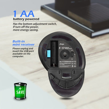 ZELOTES F17 6-buttons Vertical Grip Ergonomic Wireless Mouse(Black) by ZELOTES