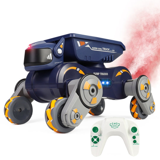 Eight Wheel Stunt Robot Dog Smart Gesture Sensor RC Kids Toy Car With Lights Music Spray Car, Style: Orange Single RC