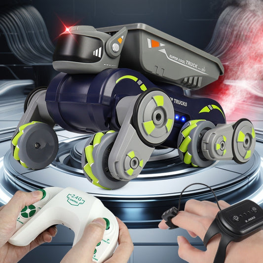 Eight Wheel Stunt Robot Dog Smart Gesture Sensor RC Kids Toy Car With Lights Music Spray Car, Style: Tank Green Single RC - RC Cars by buy2fix | Online Shopping UK | buy2fix