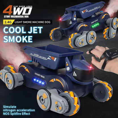 Eight Wheel Stunt Robot Dog Smart Gesture Sensor RC Kids Toy Car With Lights Music Spray Car, Style: Tank Orange Dual RC - RC Cars by buy2fix | Online Shopping UK | buy2fix