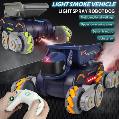 Eight Wheel Stunt Robot Dog Smart Gesture Sensor RC Kids Toy Car With Lights Music Spray Car, Style: Tank Orange Dual RC - RC Cars by buy2fix | Online Shopping UK | buy2fix