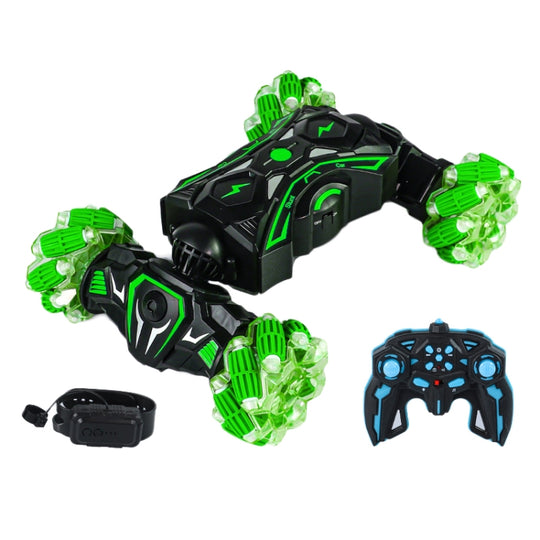 2.4G Spray RC Car Gesture Sensor Music Lights Twist Stunt Drift Car Double Side Driving Buggy Toy, Color: Handle+Watch RC Green