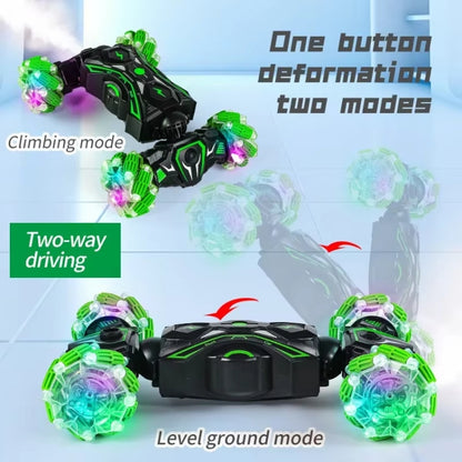 2.4G Spray RC Car Gesture Sensor Music Lights Twist Stunt Drift Car Double Side Driving Buggy Toy, Color: Handle+Watch RC Green - RC Cars by buy2fix | Online Shopping UK | buy2fix