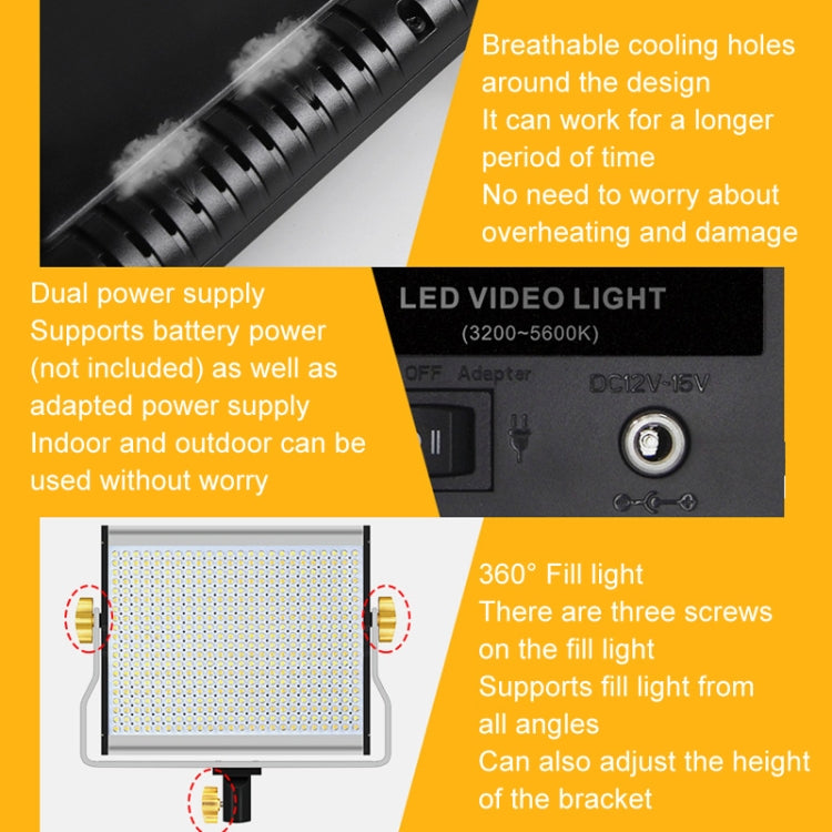 Photography Live LED Fill Light Film And Television Shooting Portrait Soft Video Lighting, Spec: W660 Lamp+EU Plug Adapter -  by buy2fix | Online Shopping UK | buy2fix