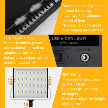 Photography Live LED Fill Light Film And Television Shooting Portrait Soft Video Lighting, Spec: W480 Lamp+US Plug Adapter -  by buy2fix | Online Shopping UK | buy2fix