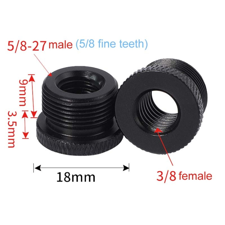 2pcs Metal 3/8 Female To 5/8-27 Male Adapter Screws Microphone Stands Conversion Photo Accessories(Silver) -  by buy2fix | Online Shopping UK | buy2fix